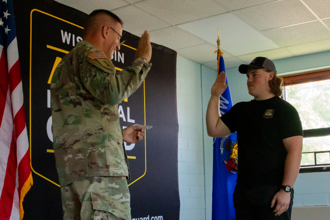 Young soldier enlisting into the Wisconsin National Guard.