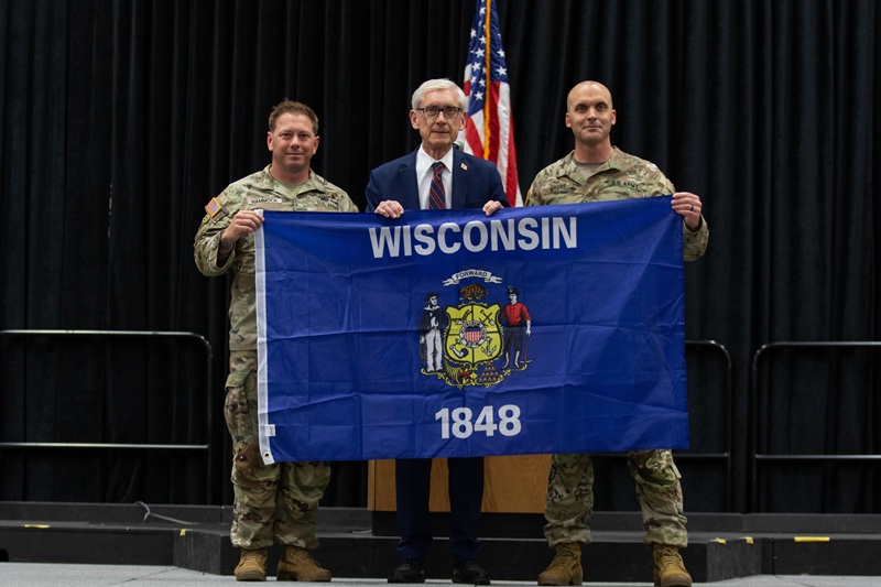 The Wisconsin Army National Guard's 2nd Battalion, 127th Infantry Regiment held a mobilization send-off ceremony in Oshkosh, May 31, 2025. Approximately 700 Soldiers with the 2-127th Infantry Regiment, a battalion of the 32nd Infantry Brigade Combat Team, are deploying to the Central Command area of responsibility and will work with NATO partners to promote regional security, dissuade conflict, and protect United States and coalition interests in the region. (U.S. Army National Guard photo by Staff. Sgt. Amanda Stock)